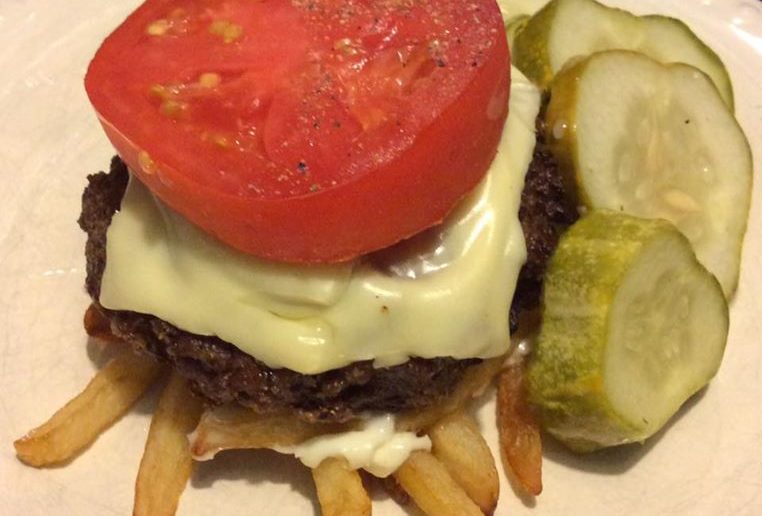 Bun-less Cheeseburger, Fresh Dill Pickles